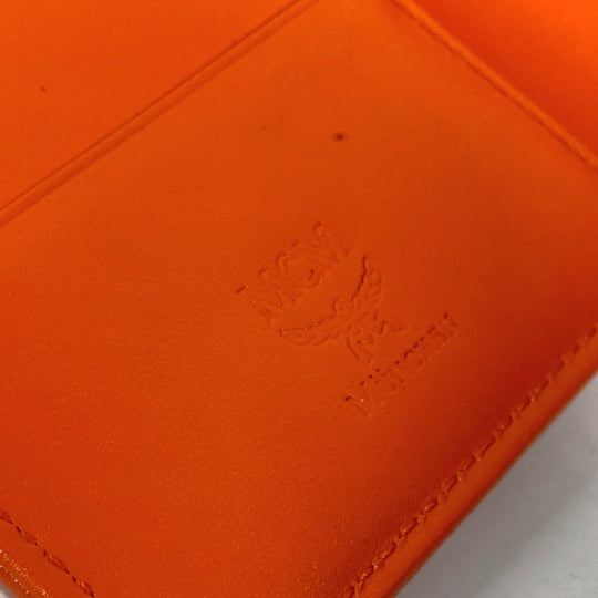 MCM passport case leather Orange Bear Visetos logo fur lion unisex(Unisex) Used Authentic