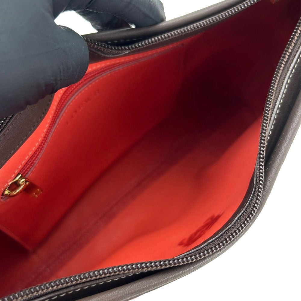 LOEWE Shoulder Bag Suede, Leather Orange Women Used Authentic