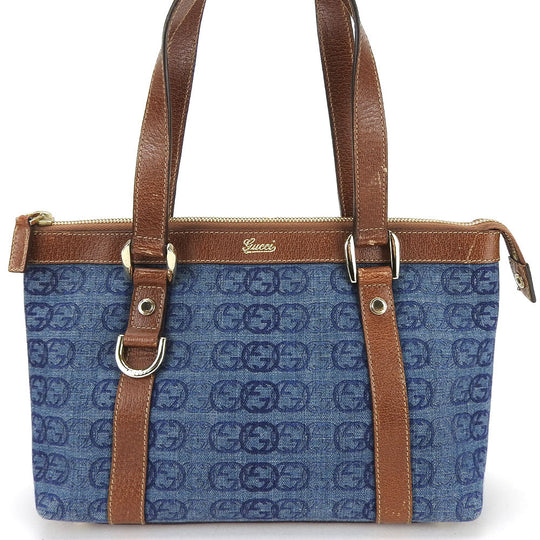 GUCCI Handbag 141471 denim blue Interlocking Women Used Authentic