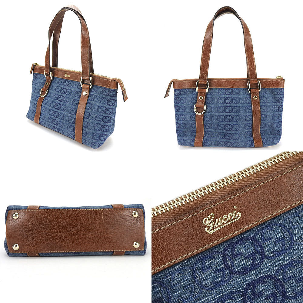 GUCCI Handbag 141471 denim blue Interlocking Women Used Authentic