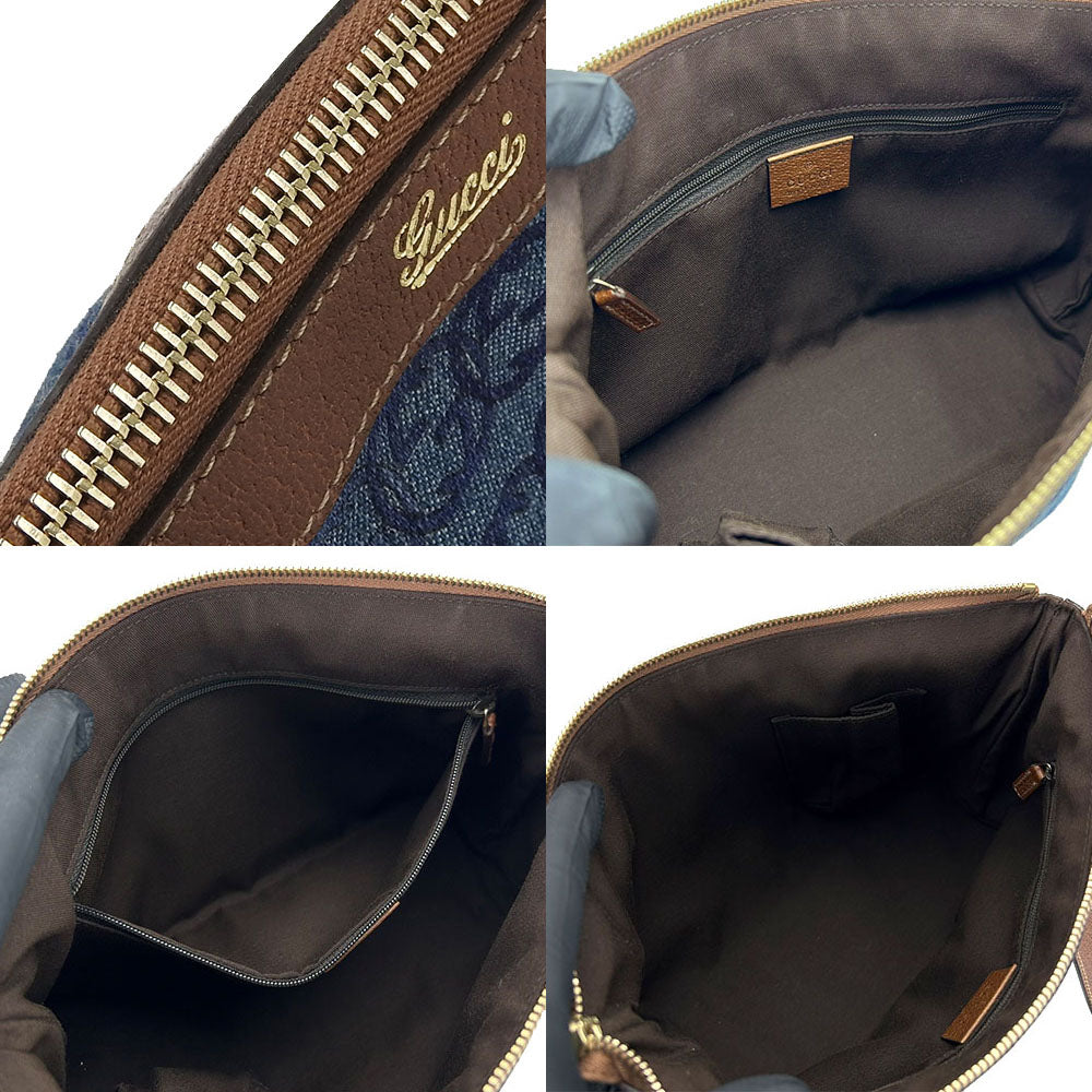 GUCCI Handbag 141471 denim blue Interlocking Women Used Authentic