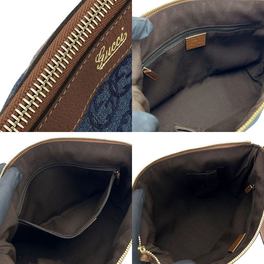 GUCCI Handbag 141471 denim blue Interlocking Women Used Authentic