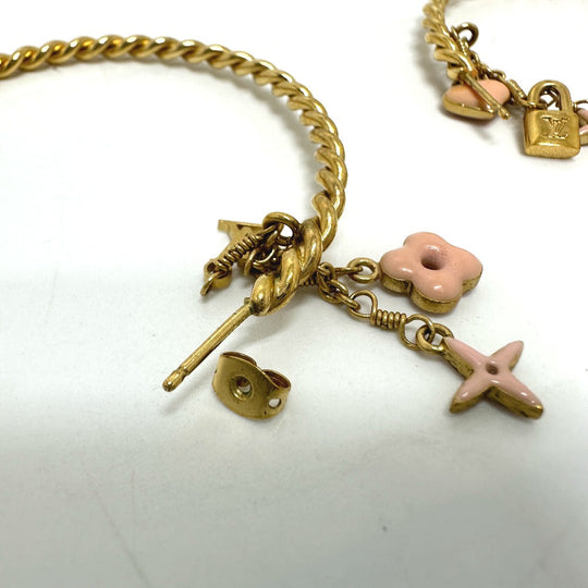 LOUIS VUITTON Pierce M65481 metal pink Accessories Creole Sweet Monogram Women Used Authentic