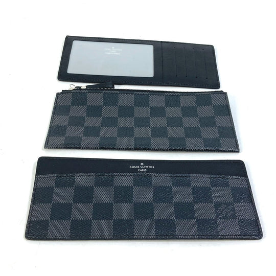 LOUIS VUITTON Long Wallet Purse N63084 Damier Grafitto Canvas black Damier Grafitte Portefeuille Ron Modular mens Used Authentic