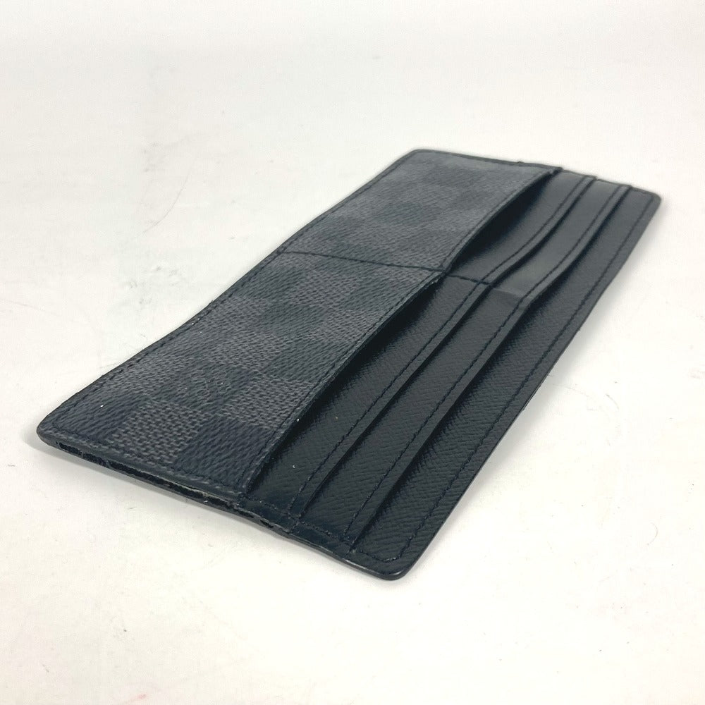 LOUIS VUITTON Card Case N63084 Damier Grafitto Canvas black Damier Grafitte Portefeuille Ron mens Used Authentic