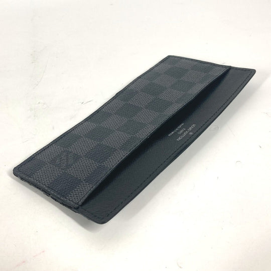 LOUIS VUITTON Card Case N63084 Damier Grafitto Canvas black Damier Grafitte Portefeuille Ron mens Used Authentic