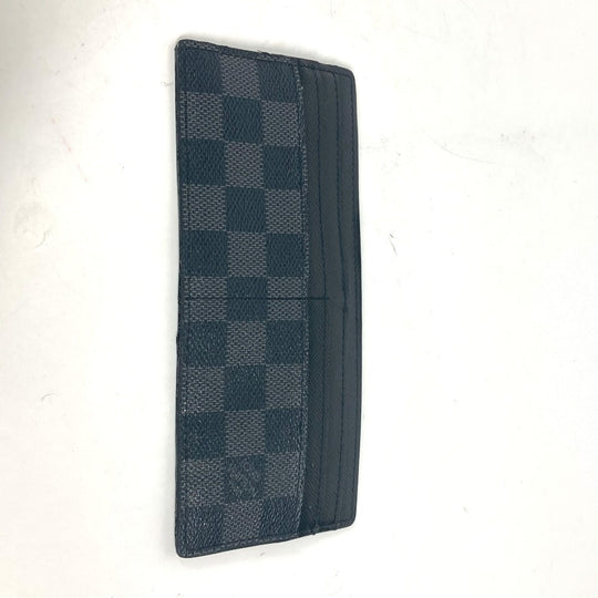 LOUIS VUITTON Card Case N63084 Damier Grafitto Canvas black Damier Grafitte Portefeuille Ron mens Used Authentic