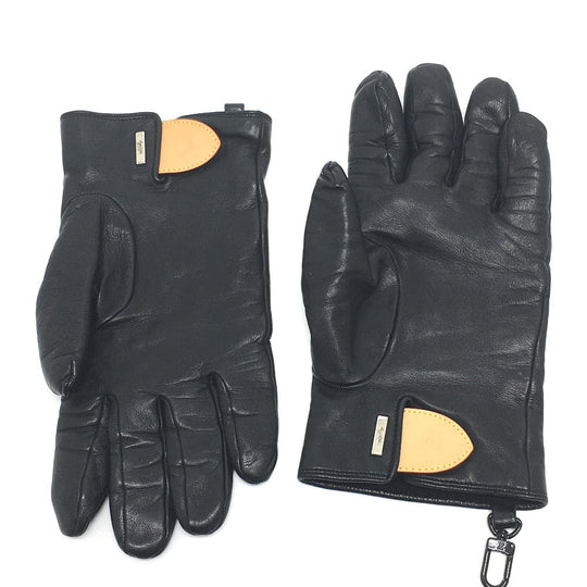 LOUIS VUITTON Glove MP2429 Cashmere, Leather black Gon LV staples Edition Women 9 Used Authentic