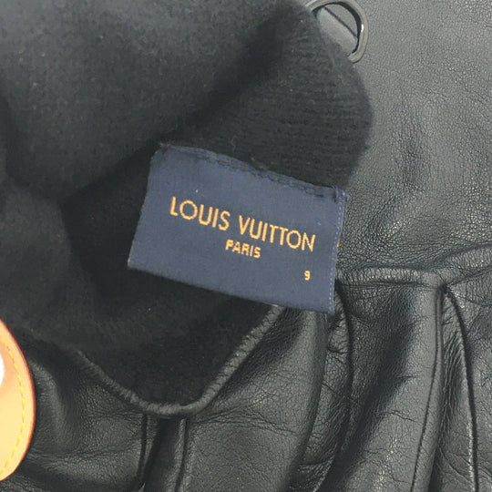 LOUIS VUITTON Glove MP2429 Cashmere, Leather black Gon LV staples Edition Women 9 Used Authentic