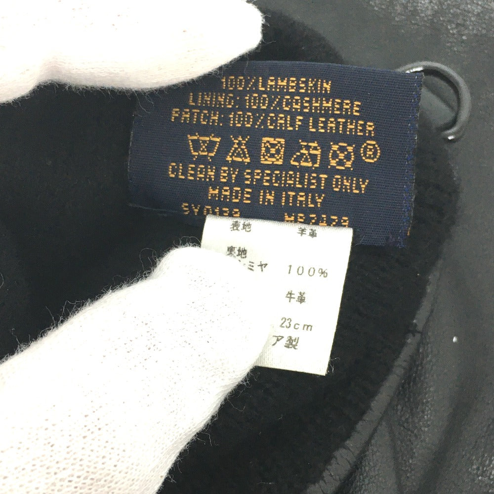 LOUIS VUITTON Glove MP2429 Cashmere, Leather black Gon LV staples Edition Women 9 Used Authentic