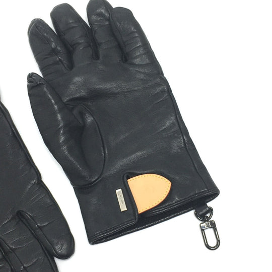 LOUIS VUITTON Glove MP2429 Cashmere, Leather black Gon LV staples Edition Women 9 Used Authentic