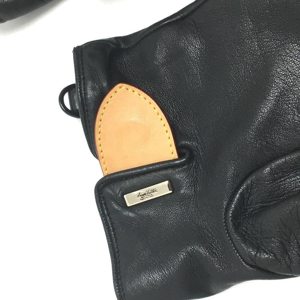 LOUIS VUITTON Glove MP2429 Cashmere, Leather black Gon LV staples Edition Women 9 Used Authentic