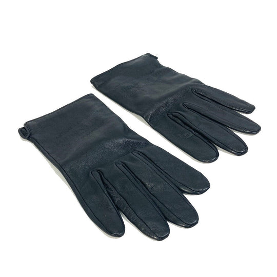 LOUIS VUITTON gloves M75555 leather black apparel logo Women Used Authentic