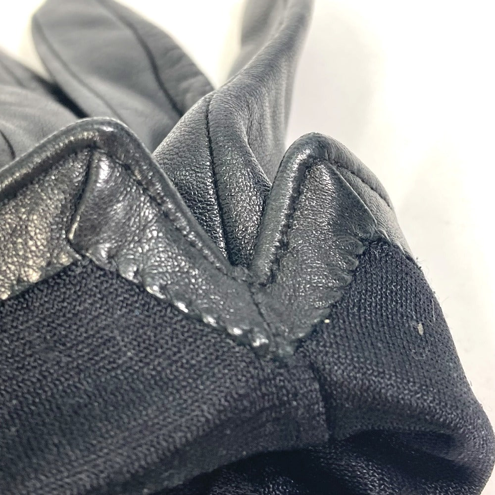 LOUIS VUITTON gloves M75555 leather black apparel logo Women Used Authentic