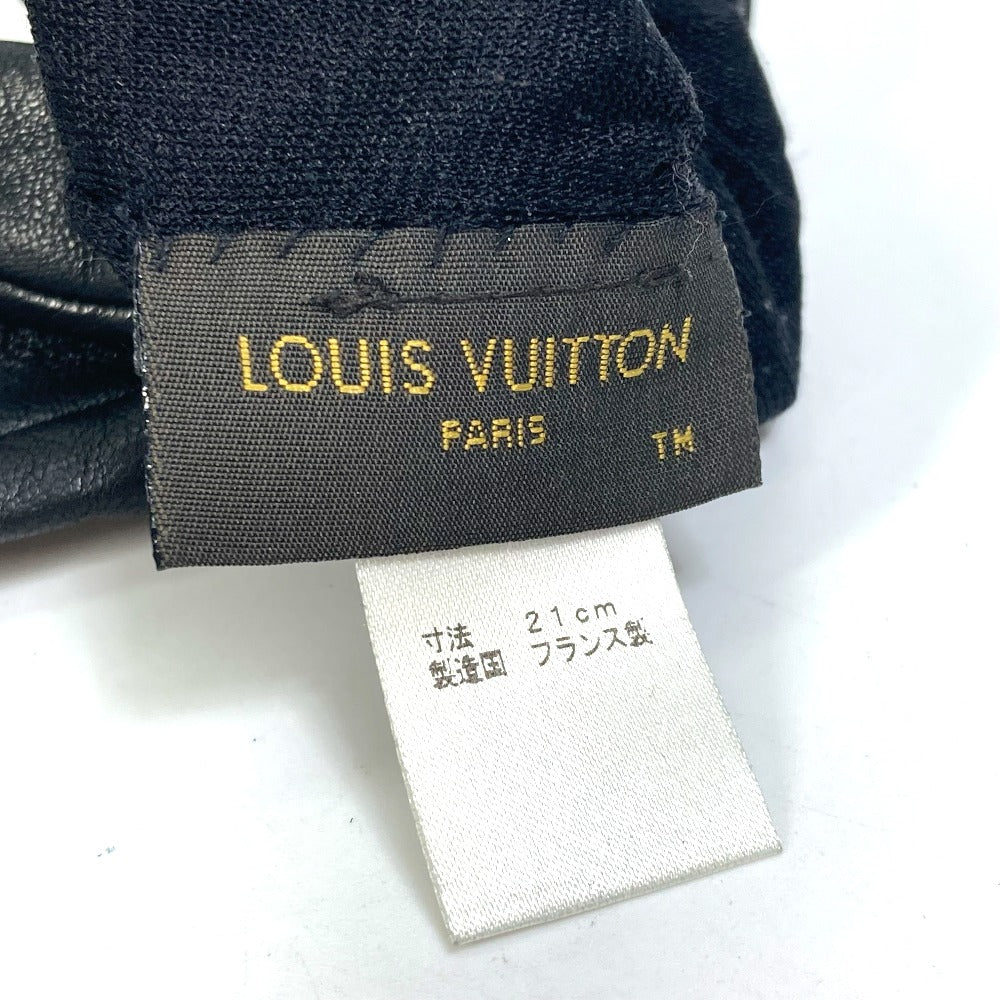 LOUIS VUITTON gloves M75555 leather black apparel logo Women Used Authentic