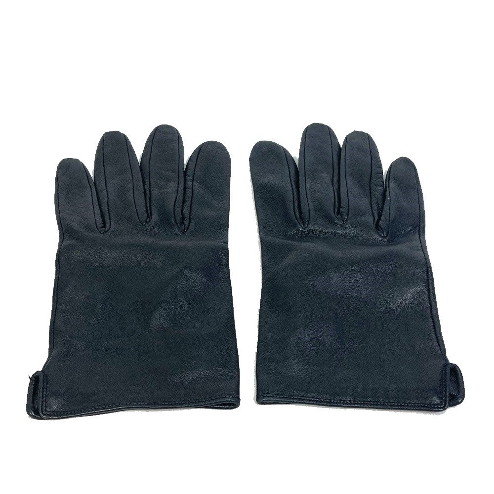 LOUIS VUITTON gloves M75555 leather black apparel logo Women Used Authentic