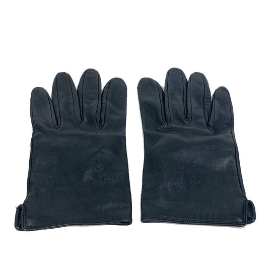 LOUIS VUITTON gloves M75555 leather black apparel logo Women Used Authentic