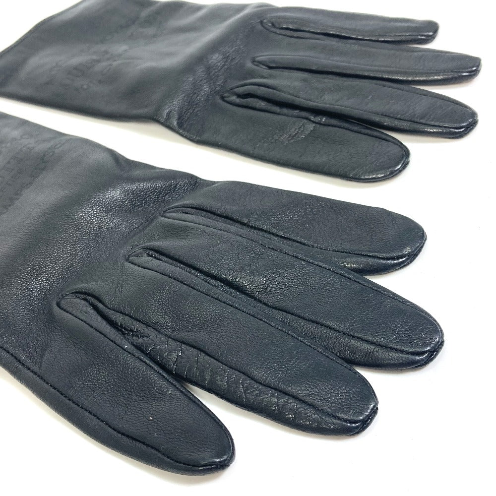LOUIS VUITTON gloves M75555 leather black apparel logo Women Used Authentic