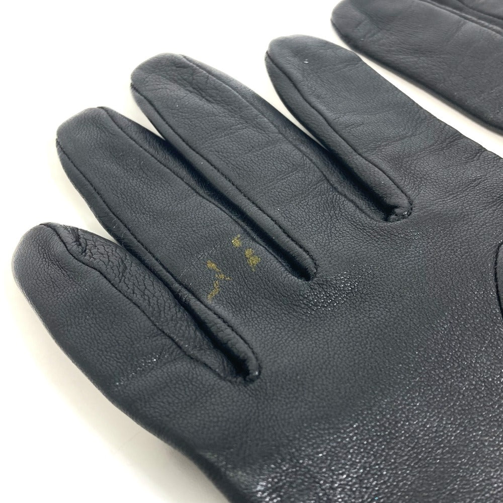 LOUIS VUITTON gloves M75555 leather black apparel logo Women Used Authentic