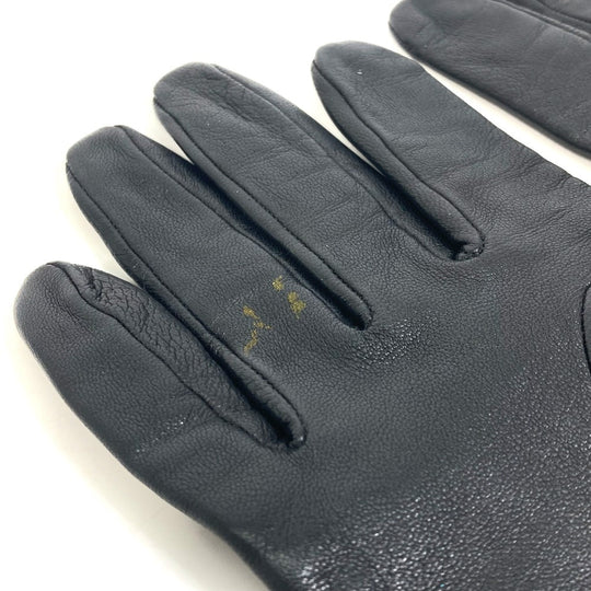 LOUIS VUITTON gloves M75555 leather black apparel logo Women Used Authentic