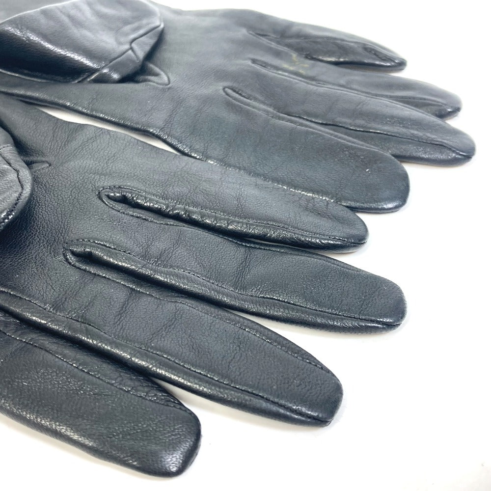 LOUIS VUITTON gloves M75555 leather black apparel logo Women Used Authentic