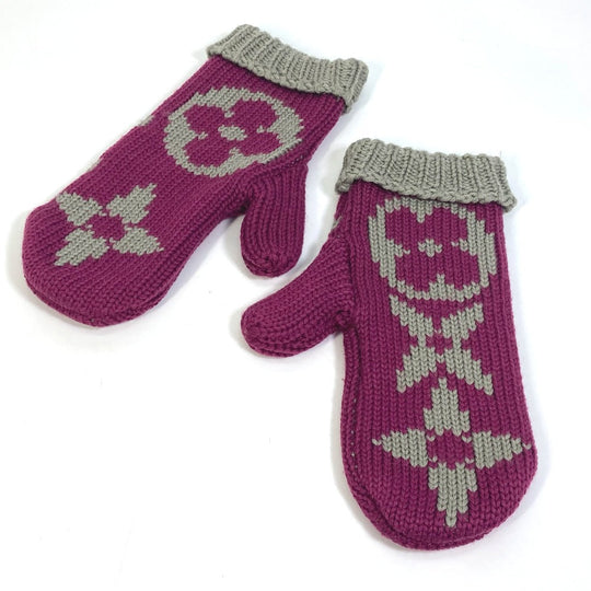LOUIS VUITTON gloves ‚l72766 wool purple Monogram knit mittens Moffle Grand Floor Women Used Authentic