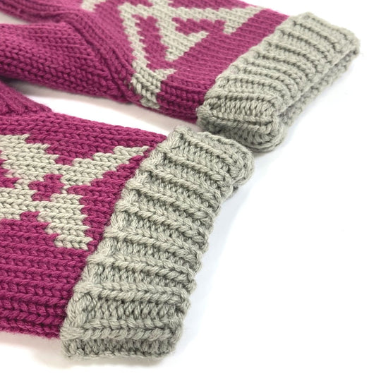 LOUIS VUITTON gloves ‚l72766 wool purple Monogram knit mittens Moffle Grand Floor Women Used Authentic