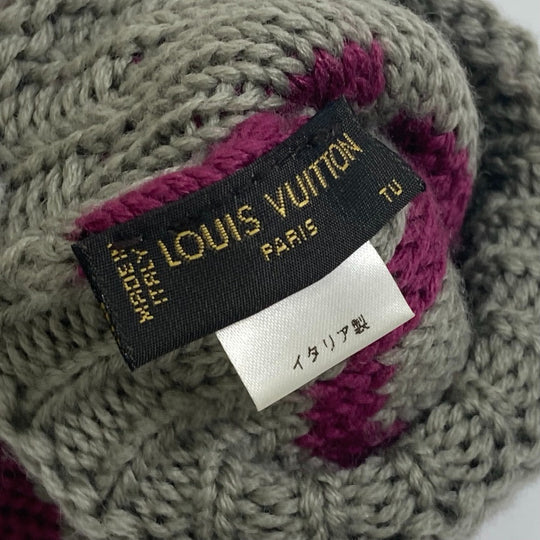 LOUIS VUITTON gloves ‚l72766 wool purple Monogram knit mittens Moffle Grand Floor Women Used Authentic