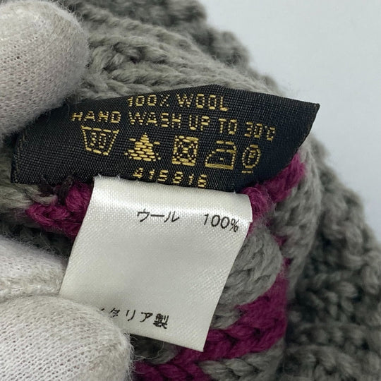 LOUIS VUITTON gloves ‚l72766 wool purple Monogram knit mittens Moffle Grand Floor Women Used Authentic