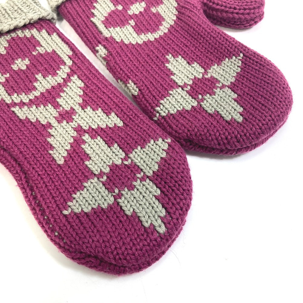 LOUIS VUITTON gloves ‚l72766 wool purple Monogram knit mittens Moffle Grand Floor Women Used Authentic