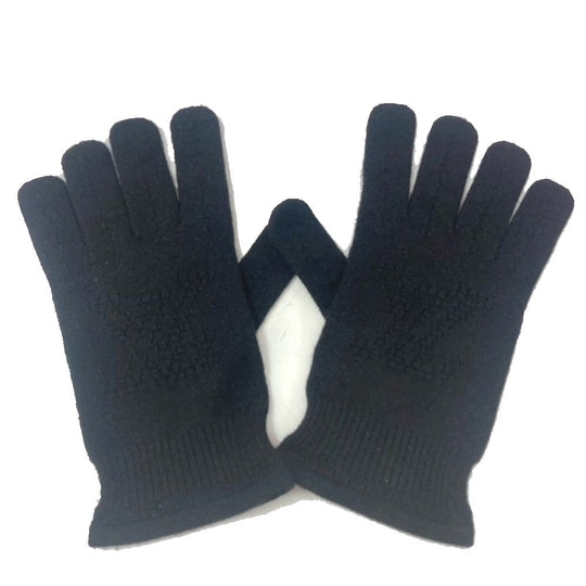 LOUIS VUITTON gloves Cashmere, Metal Fiber, Silk, Nylon, Polyurethane black Perforated LV logo Women Used Authentic