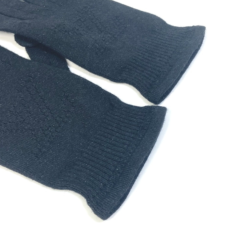 LOUIS VUITTON gloves Cashmere, Metal Fiber, Silk, Nylon, Polyurethane black Perforated LV logo Women Used Authentic