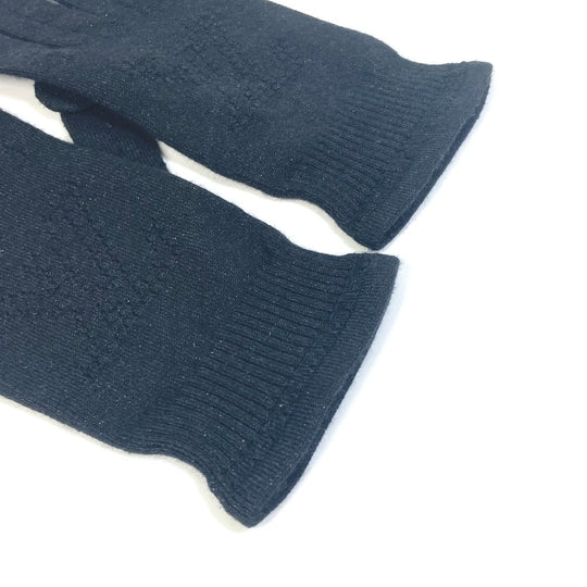 LOUIS VUITTON gloves Cashmere, Metal Fiber, Silk, Nylon, Polyurethane black Perforated LV logo Women Used Authentic