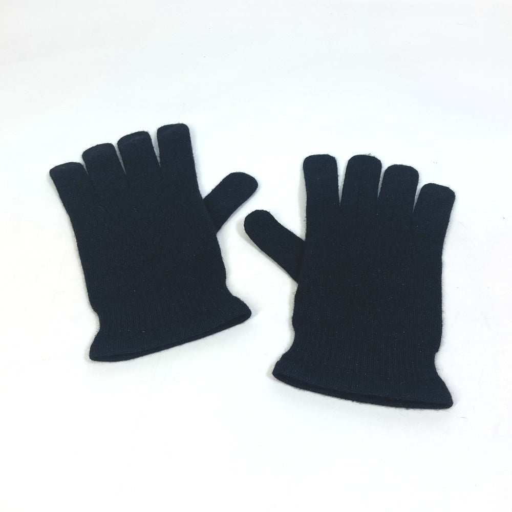 LOUIS VUITTON gloves Cashmere, Metal Fiber, Silk, Nylon, Polyurethane black Perforated LV logo Women Used Authentic
