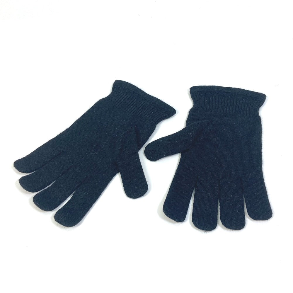 LOUIS VUITTON gloves Cashmere, Metal Fiber, Silk, Nylon, Polyurethane black Perforated LV logo Women Used Authentic