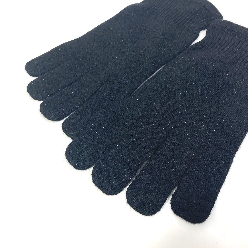 LOUIS VUITTON gloves Cashmere, Metal Fiber, Silk, Nylon, Polyurethane black Perforated LV logo Women Used Authentic