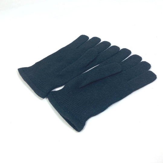 LOUIS VUITTON gloves Cashmere, Metal Fiber, Silk, Nylon, Polyurethane black Perforated LV logo Women Used Authentic