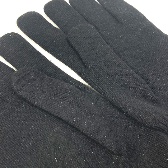 LOUIS VUITTON gloves Cashmere, Metal Fiber, Silk, Nylon, Polyurethane black Perforated LV logo Women Used Authentic