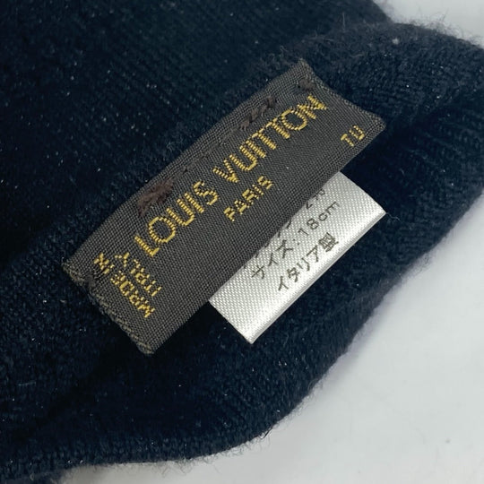 LOUIS VUITTON gloves Cashmere, Metal Fiber, Silk, Nylon, Polyurethane black Perforated LV logo Women Used Authentic