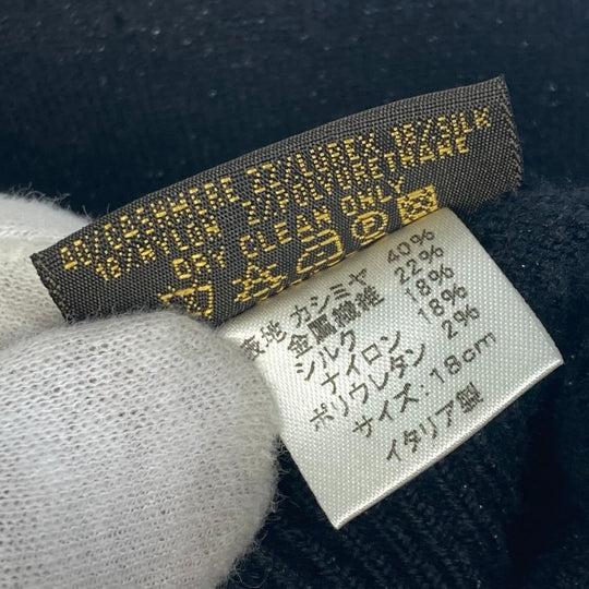 LOUIS VUITTON gloves Cashmere, Metal Fiber, Silk, Nylon, Polyurethane black Perforated LV logo Women Used Authentic