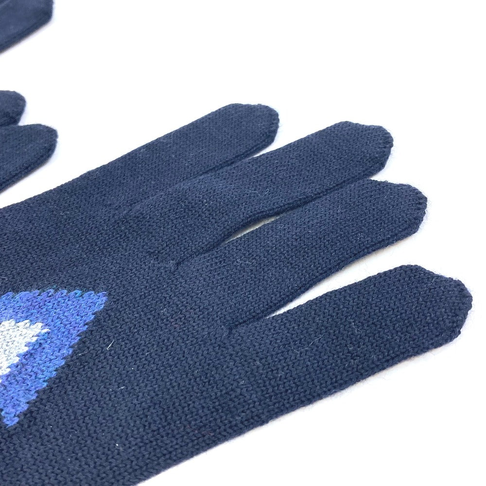 LOUIS VUITTON Glove M70305 wool Navy Gon Triple V mens Used Authentic