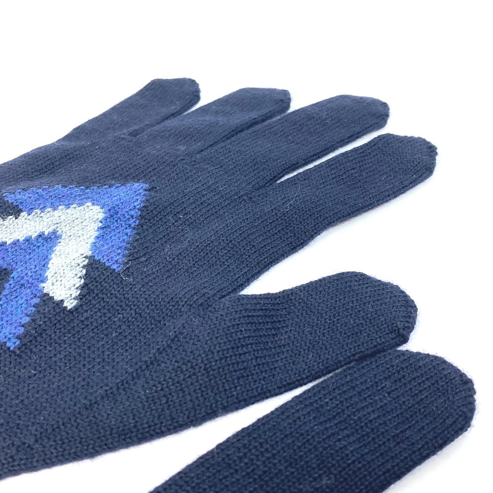 LOUIS VUITTON Glove M70305 wool Navy Gon Triple V mens Used Authentic