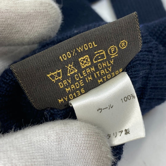 LOUIS VUITTON Glove M70305 wool Navy Gon Triple V mens Used Authentic