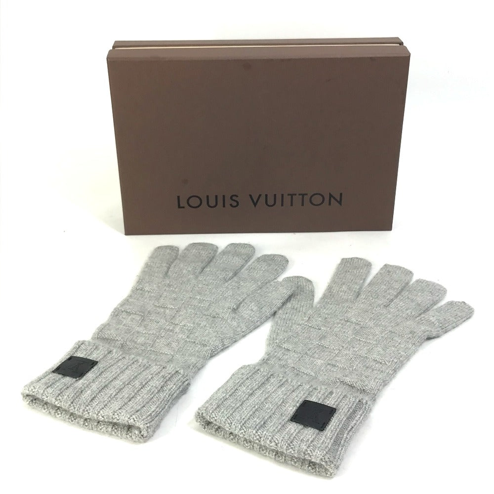 LOUIS VUITTON Glove M72679�@ cashmere gray Damier Leather Patch Gonhelshinki mens Used Authentic