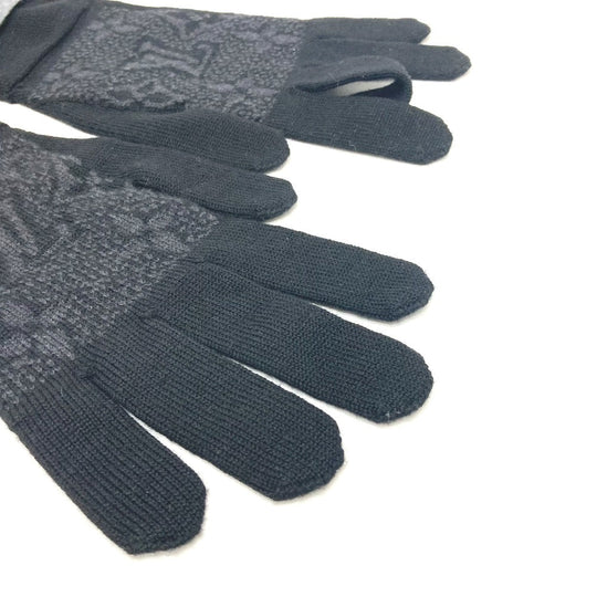LOUIS VUITTON Glove M73470 wool black Gon My Monogram Eclipse mens Used Authentic