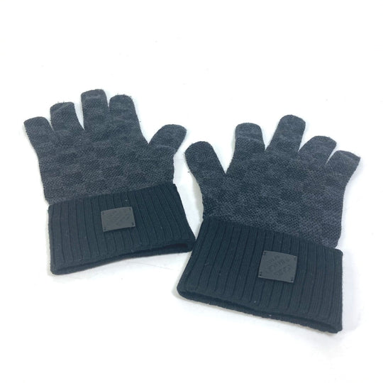 LOUIS VUITTON Glove M77992 wool black Damier Grafitte Gon neopetite damier mens Used Authentic