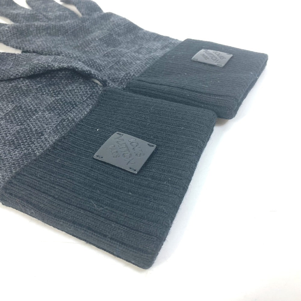 LOUIS VUITTON Glove M77992 wool black Damier Grafitte Gon neopetite damier mens Used Authentic