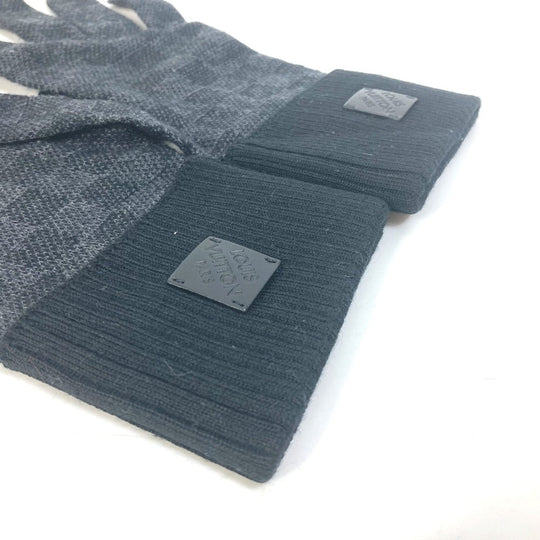 LOUIS VUITTON Glove M77992 wool black Damier Grafitte Gon neopetite damier mens Used Authentic
