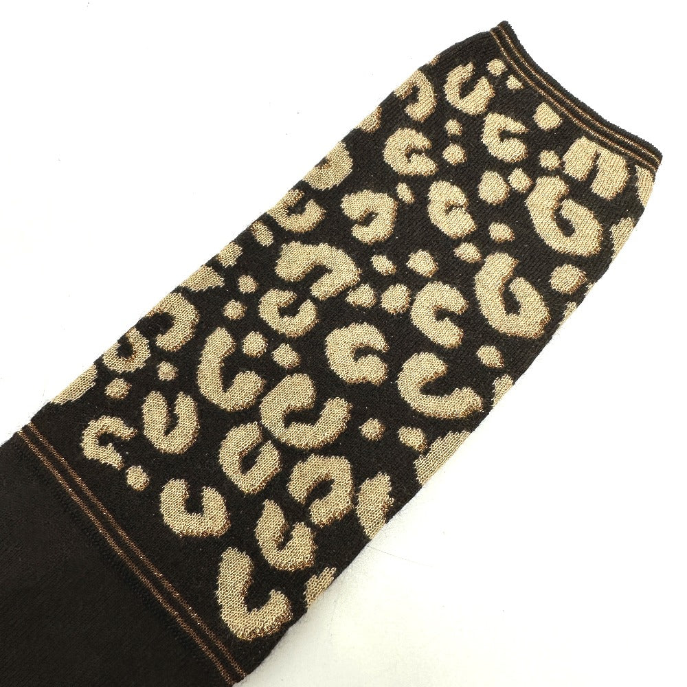 LOUIS VUITTON Glove M58347 Cashmere, Silk Brown LV glitter gommail leopard leopard print leopard Women Used Authentic