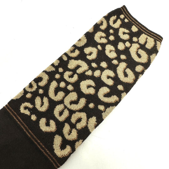 LOUIS VUITTON Glove M58347 Cashmere, Silk Brown LV glitter gommail leopard leopard print leopard Women Used Authentic